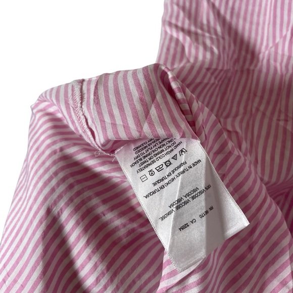 Maeve Anthropologie Size M Zadie Striped Button Up Top Pink White - Picture 6 of 8